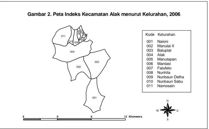 Gambar 2. Peta Indeks Kecamatan Alak menurut Kelurahan, 2006