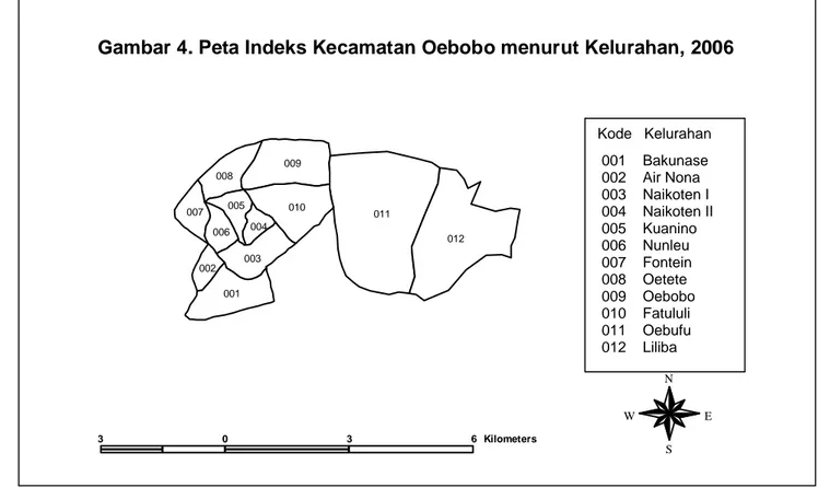 Gambar 4. Peta Indeks Kecamatan Oebobo menurut Kelurahan, 2006