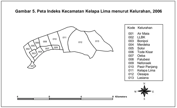 Gambar 5. Peta Indeks Kecamatan Kelapa Lima menurut Kelurahan, 2006