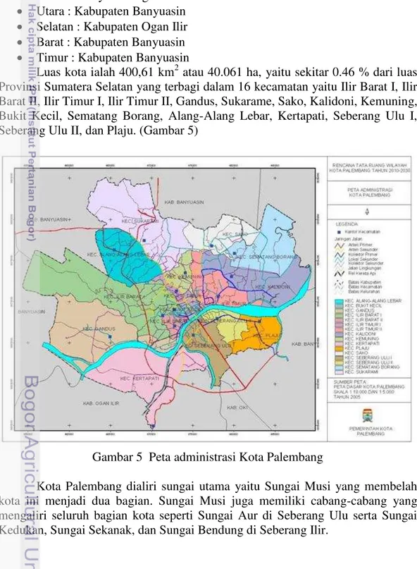 Gambar 5  Peta administrasi Kota Palembang 