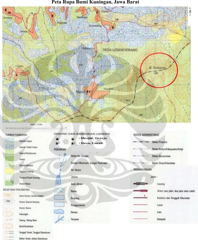 Gambar 2.2. Peta Rupa Bumi Kuningan, Jawa Barat  Sumber: (BAKOSURTANAL, 1999)     