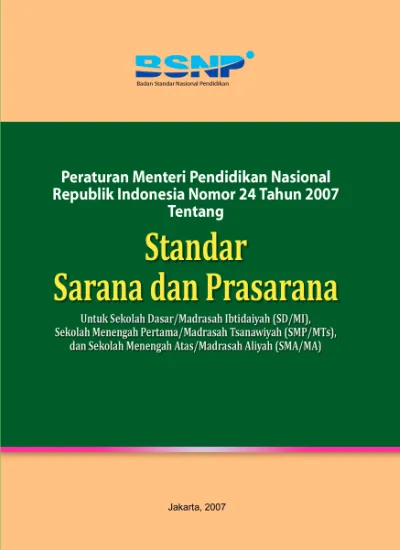 Permendikbud Nomor 24 Tentang Standar Sarana Dan Prasarana