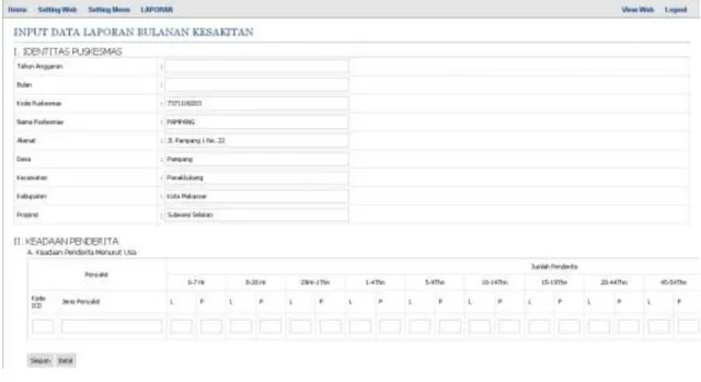 Gambar 3. Tampilan Form input data laporan dalam SILBP Puskesmas 