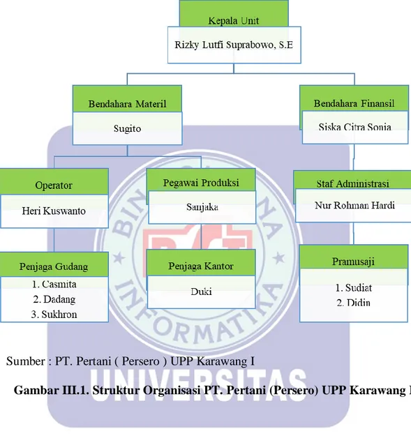 Gambar III.1. Struktur Organisasi PT. Pertani (Persero) UPP Karawang I 