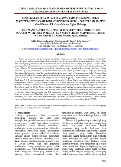 JURNAL REKAYASA DAN MANAJEMEN SISTEM INDUSTRI VOL. 2 NO. 6 TEKNIK ...