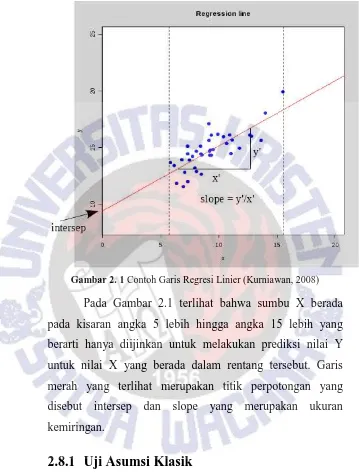 Gambar 2. 1 Contoh Garis Regresi Linier (Kurniawan, 2008) 