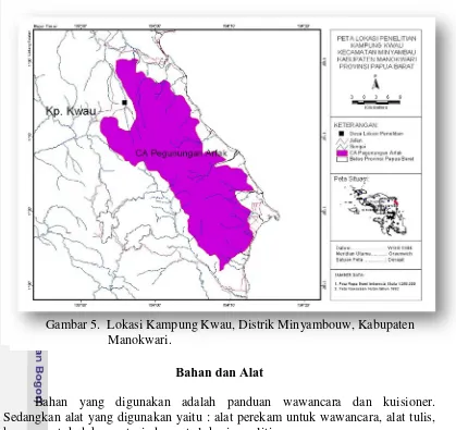 Gambar 5.  Lokasi Kampung Kwau, Distrik Minyambouw, Kabupaten 