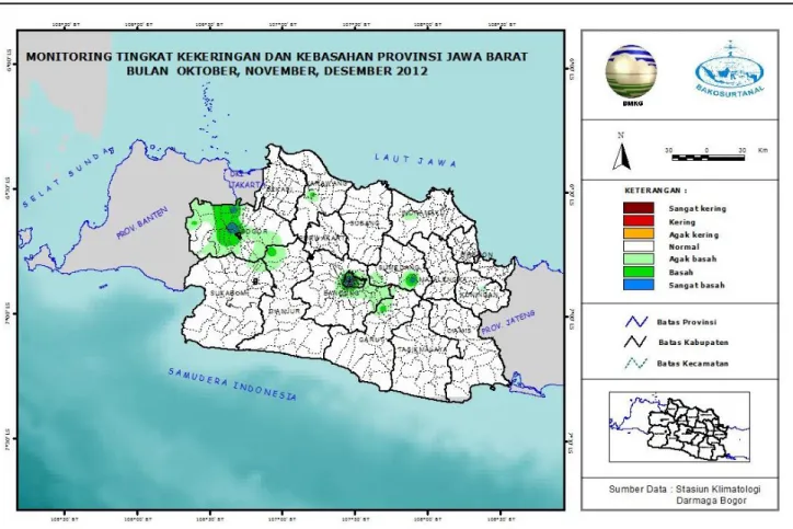 Gambar 5.  Monitoring Tingkat Kekeringan dan Kebasahan             Bulan Desember 2012 Wilayah Jawa Barat 