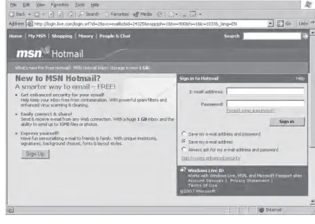 Gambar 1.6 Hotmail adalah salah satu penyedia layanan e-mail
