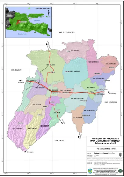 Gambar 2.1. Peta Administrasi Kabupaten Nganjuk