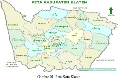 Tabel 01. Kepadatan Penduduk Kabupaten Klaten / periode 5 tahun. Sumber : BPS Kabupaten Klaten, 2007 