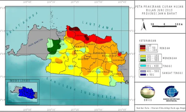 Gambar 2b.  Peta Prakiraan Sifat Hujan Bulan Juni 2013 Provinsi Jawa Barat 