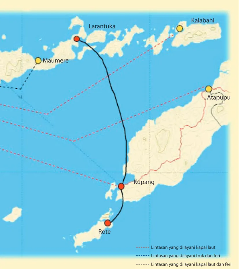 Gambar 3.1 Peta Lintasan Penyeberangan     dan Perdagangan Dominan Antar Provinsi 