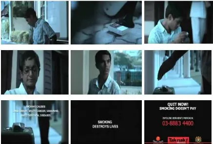 Gambar 8. Scene Kelima ILM bahaya merokok Kementerian Kesihatan MalaysiaSumber: (https://www.youtube.com/watch?v=VqIkg2vNQFA).