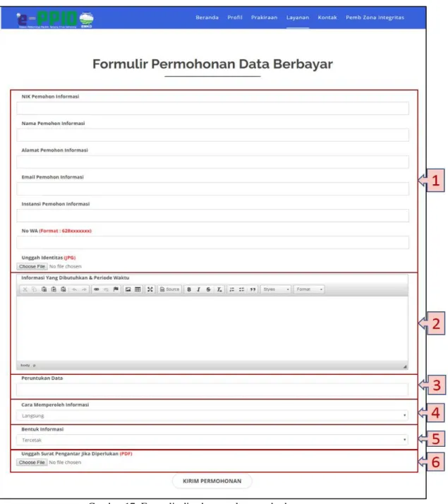 Gambar 17: Formulir di sub menu layanan berbayar