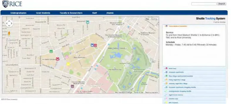 Figure 2.2 : Rice University Shuttle Tracking 