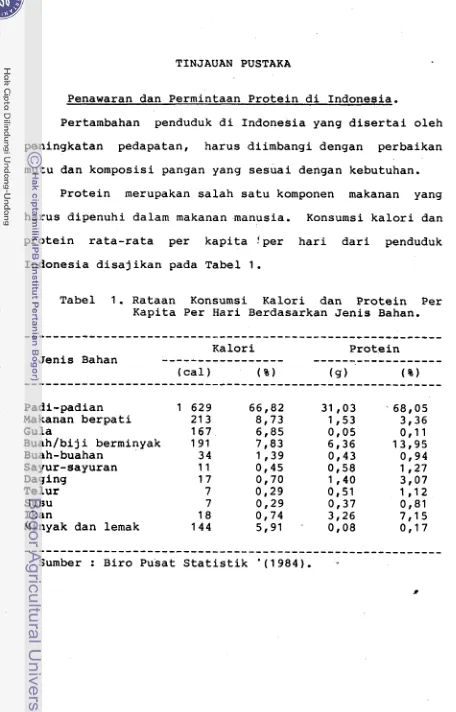Tabel 1. Rataan Konsumsi Kalori dan Protein Per 