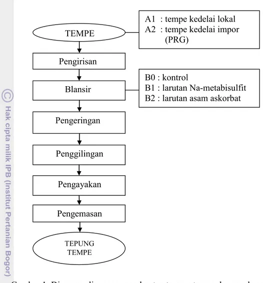 Gambar 1. Diagram alir proses pembuatan tepung tempe dengan dua perlakuan 