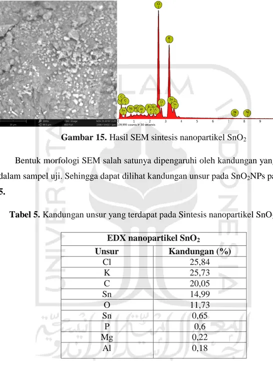 Gambar 15. Hasil SEM sintesis nanopartikel SnO 2 
