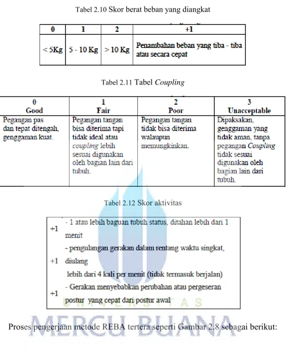 Tabel 2.10  Skor berat beban yang diangkat