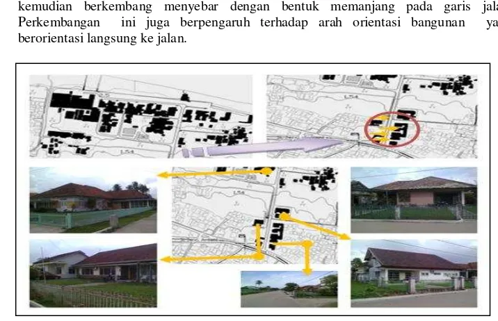 Gambar 9.  Perkembangan pemukiman dengan orientasi jalan  (Sumber: Peta Bappeda Kota Palembang dan data diolah) 