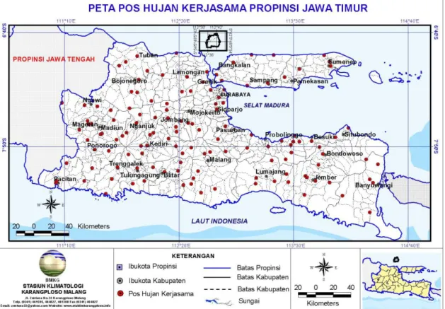 Gambar I.1 Pos Hujan Kerjasama di Propinsi Jawa Timur