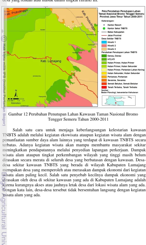 Gambar 12 Perubahan Penutupan Lahan Kawasan Taman Nasional Bromo  Tengger Semeru Tahun 2000-2011 