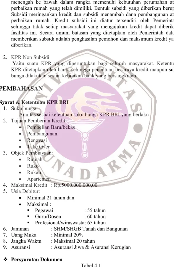 Tabel 4.1  Persyaratan Dokumen 
