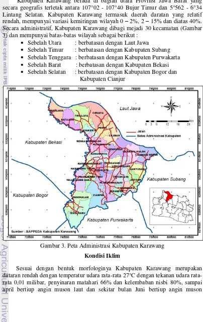 Gambar 3. Peta Administrasi Kabupaten Karawang 