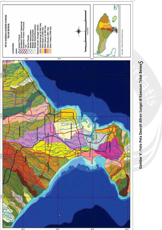 Gambar V : Foto Peta Daerah Aliran Sungai di Kawasan Teluk Benoa  