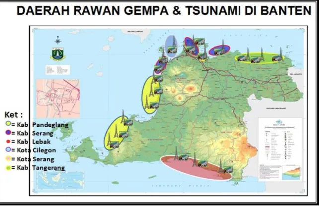 Gambar 1.3  Peta Daerah Rawan Gempa dan Tsunami di Banten 