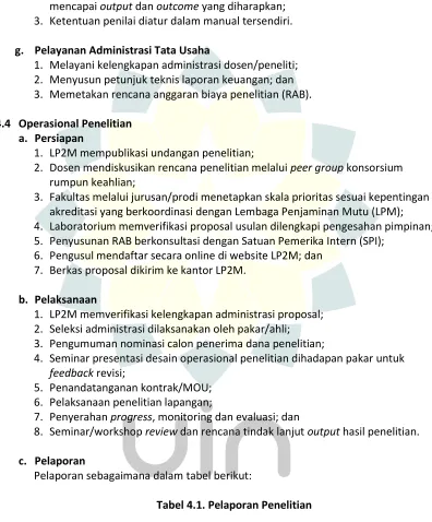 Tabel 4.1. Pelaporan Penelitian 