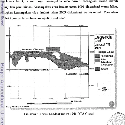 Gambar 7. Citra Landsat tahun 1991 DTA Ciseel 