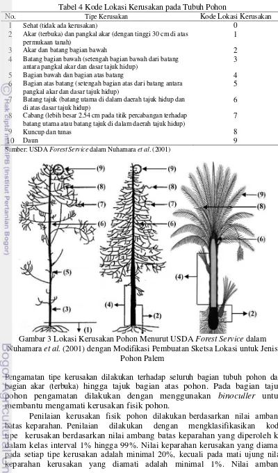 Tabel 4 Kode Lokasi Kerusakan pada Tubuh Pohon 