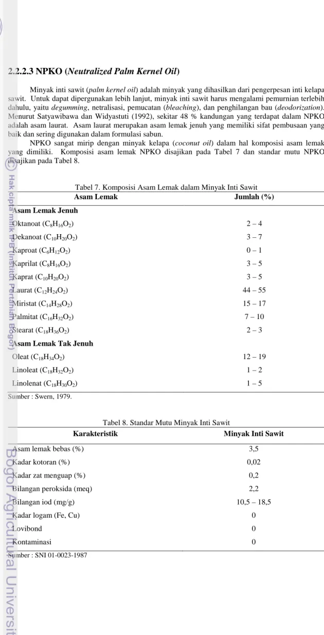 Tabel 7. Komposisi Asam Lemak dalam Minyak Inti Sawit