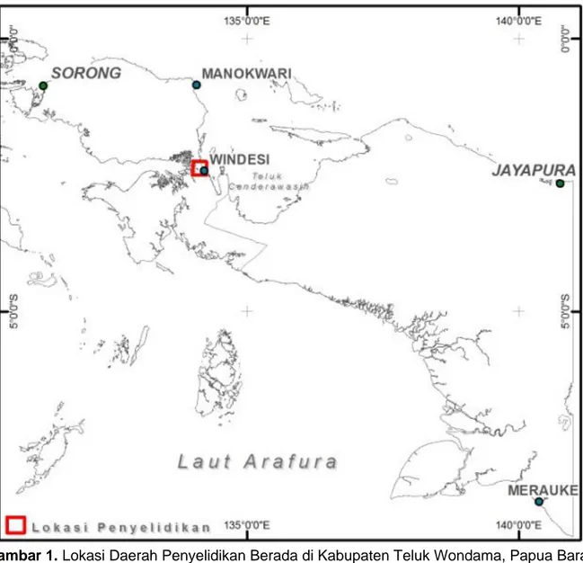 Gambar 1. Lokasi Daerah Penyelidikan Berada di Kabupaten Teluk Wondama, Papua Barat. 