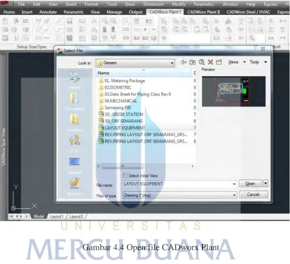 Gambar 4.4 Open file CADworx Plant 