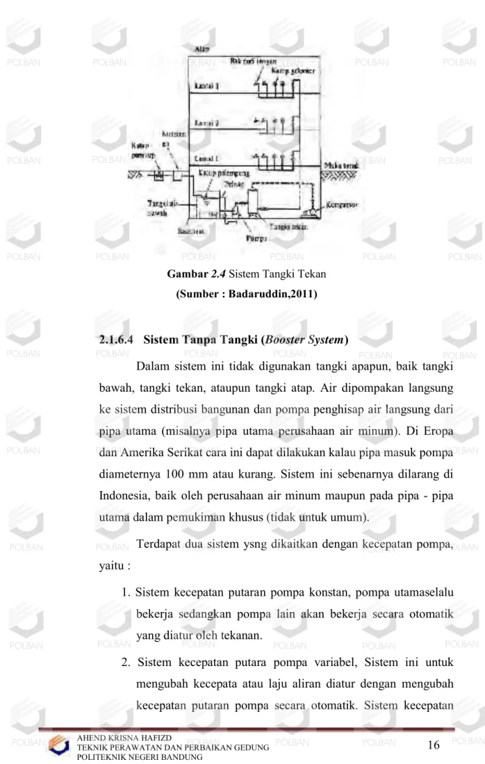 Gambar 2.4 Sistem Tangki Tekan  (Sumber : Badaruddin,2011) 
