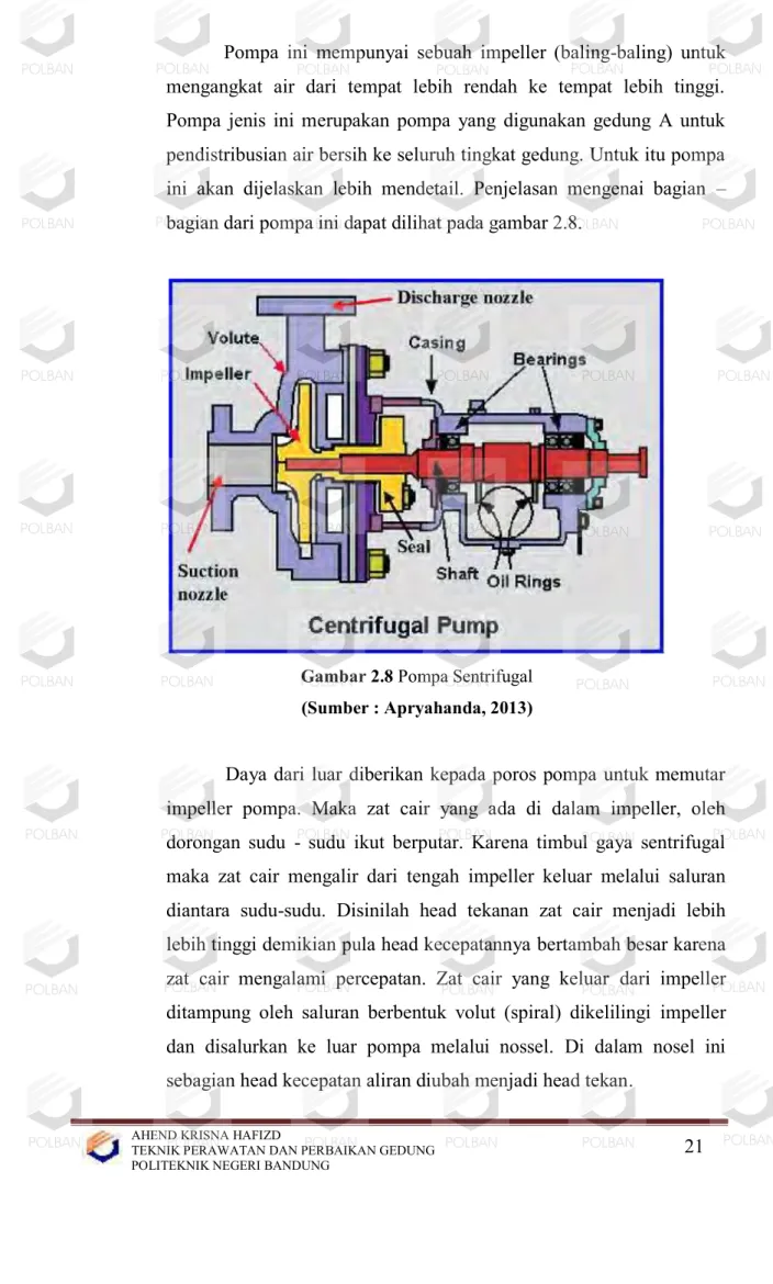 Gambar 2.8 Pompa Sentrifugal  (Sumber : Apryahanda, 2013) 