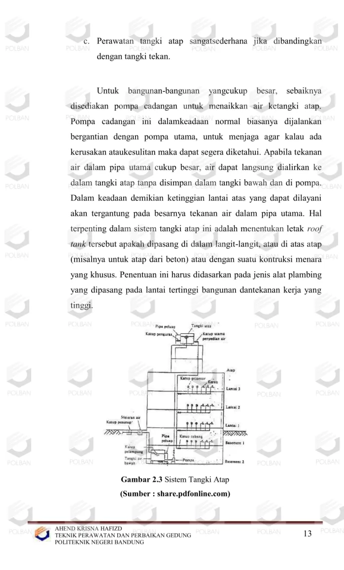 Gambar 2.3 Sistem Tangki Atap  (Sumber : share.pdfonline.com)           