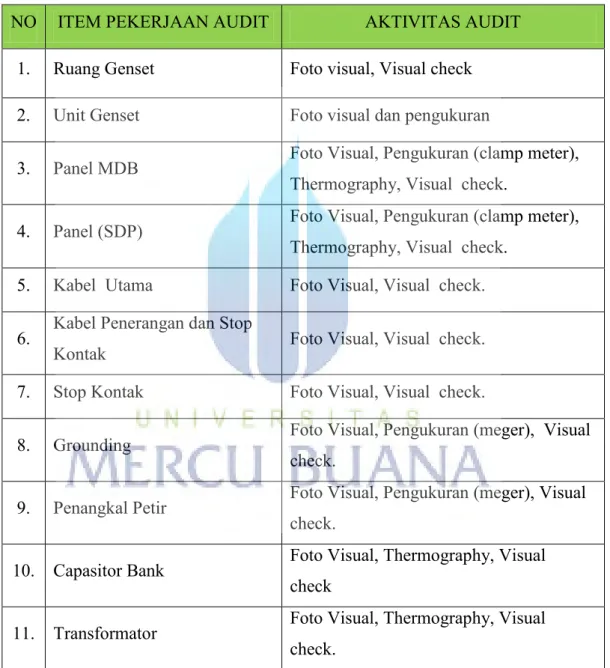 Tabel 4.4 Batasan pekerjaan Audit 