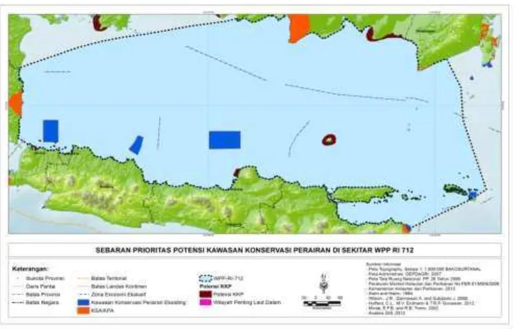 Gambar 7. Peta Sebaran Prioritas Potensi Kawasan Konservasi Perairan di WPPNRI 712 