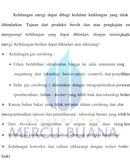 Gambar 2.7 :  Kehilangan Pada Boiler 