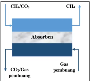 Gambar  1.  Diagram  Proses  Pemisahan  CO2  pada  Membran Kontaktor. Diadaptasi dari [6] 