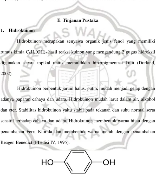 Gambar 1. Struktur Kimia Hidrokuinon (Depkes, 1995) 
