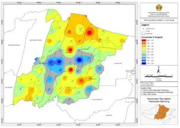 Gambar 2. Peta Konsentrasi C-Organik  C.  Kandungan Logam Berat di Daerah Penelitian 