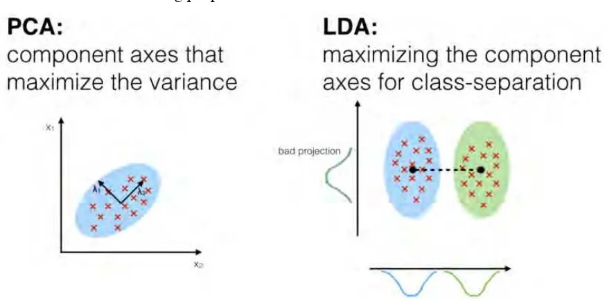 Figure ‎2.6: PCA and LDA projection 