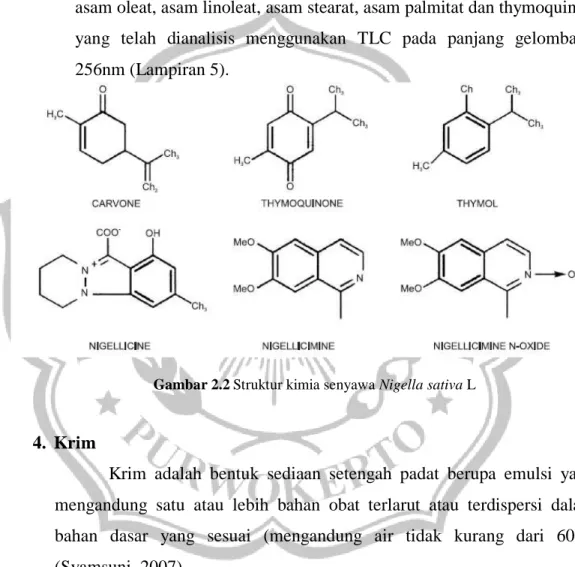 Gambar  2.3  Struktur  kimia  komponen  senyawa  dari  Nigella  sativa  (sumber: 