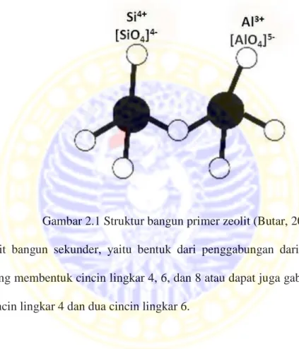Gambar 2.1 Struktur bangun primer zeolit (Butar, 2011) 