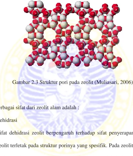 Gambar 2.3 Struktur pori pada zeolit (Muliasari, 2006) 